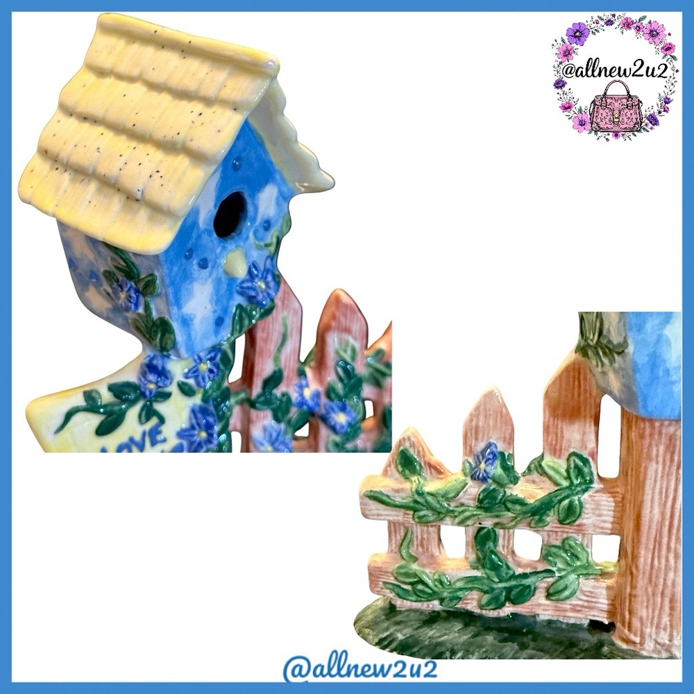 New Love Grows Here Handmade Ceramic Birdhouse Decor Handpainted Special Glazes - Picture 5 of 11